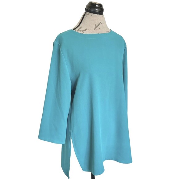 Allie Coosh Womens Blouse Green Turquoise Sz Small Spring Tunic Lagenlook Easter - Picture 2 of 13